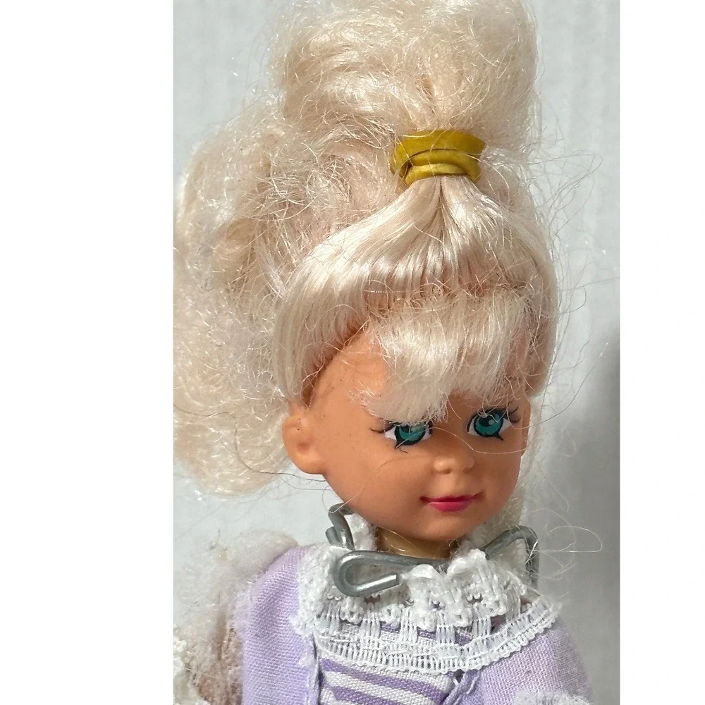 Vintage 1995‎ Kid Kore Small Blonde Doll Lavender Lace Dress 5 inch